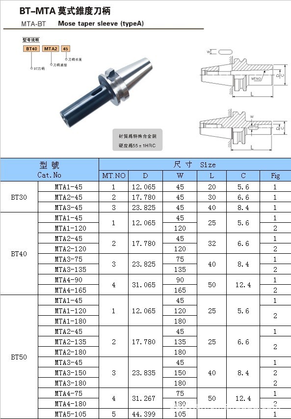 批发零售bt30-mta莫氏锥度刀柄 机