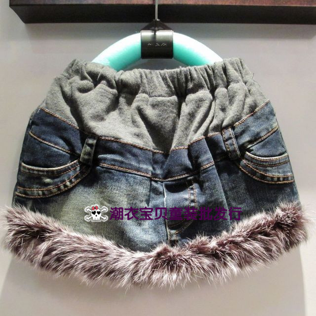 新款童装批发 韩版<em>冬装</em>毛毛边假裙<em>短裤加厚</em>靴