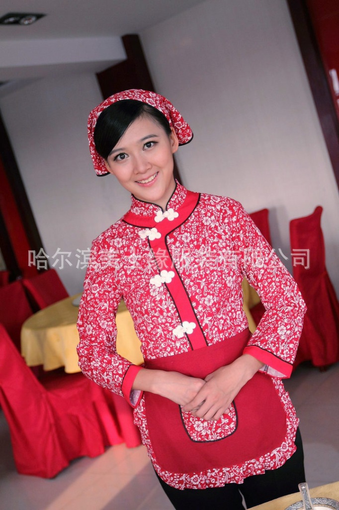 依罗琪 特色东北饭店服务员工作服 女士酒店餐