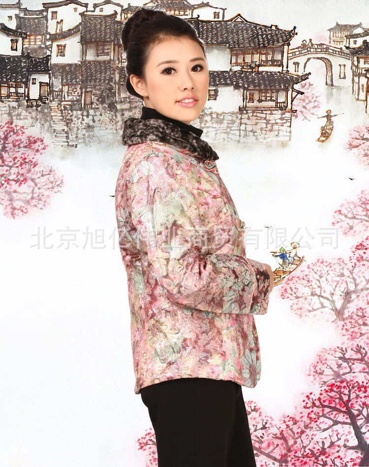 <em>酒店</em>工作制服 毛领长袖加厚<em>唐装</em> 茶楼<em>女</em>服务员