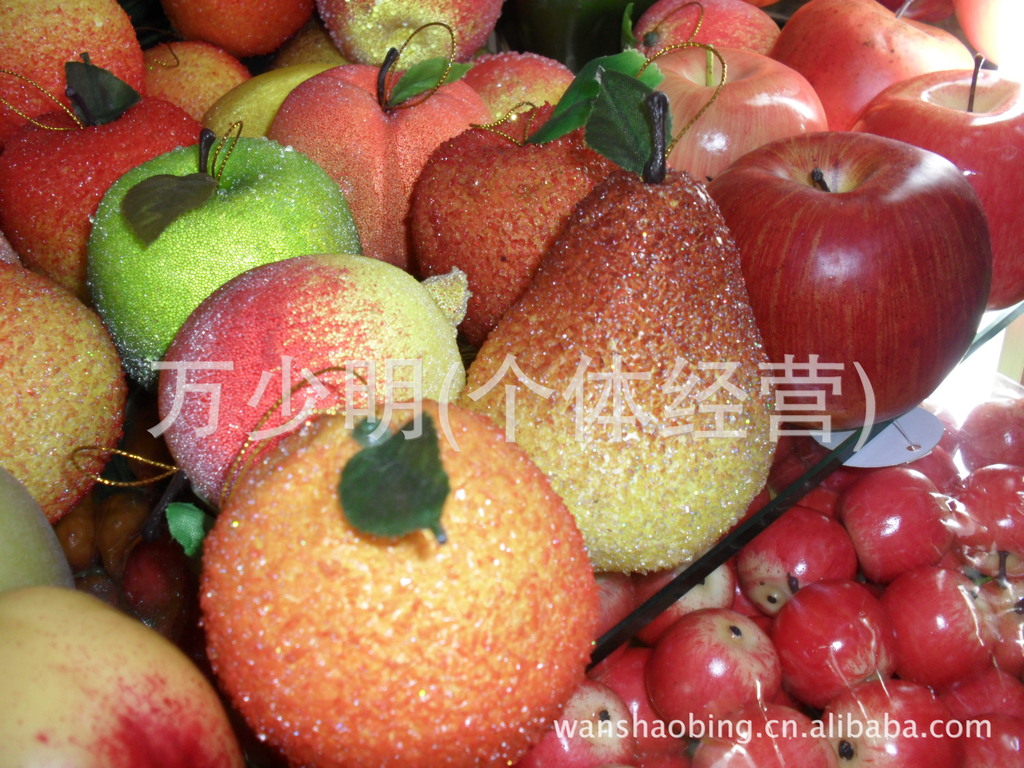 仿真水果 仿真圣诞银色香梨,苹果,石榴