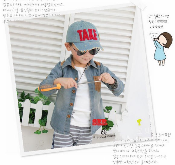 2012韩版儿童纯棉<em>衬衣</em> <em>衬衫</em> <em>男童</em>休闲<em>牛仔</em>薄外