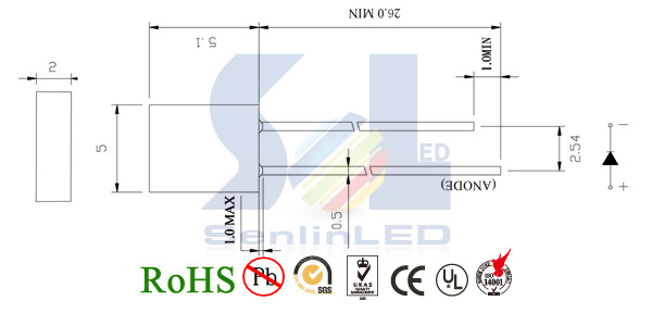 234 257 255 方形直插式led灯珠 led发光二极管