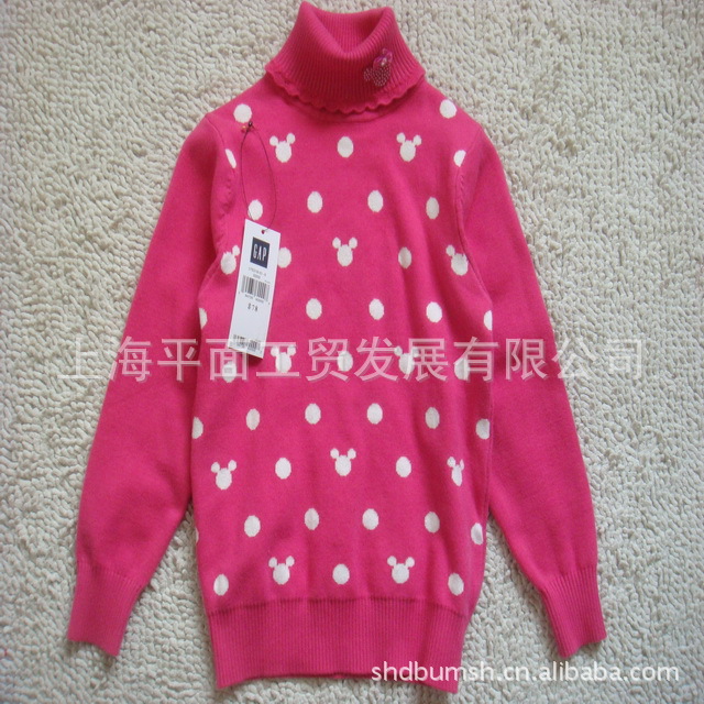 GAP<em>品牌</em>童<em>毛衣</em>批发 <em>女孩</em>中大童高领童<em>毛衣</em> 欧