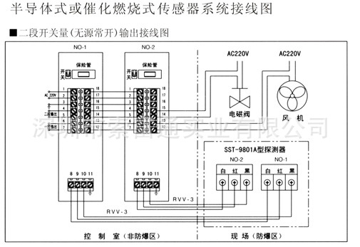 半导体式或催化燃烧式传感器系统接线图