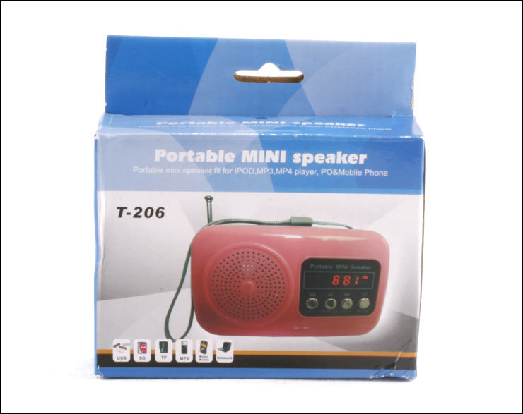【热销 T-206插卡音箱 FM收音机 U盘 TF卡 迷