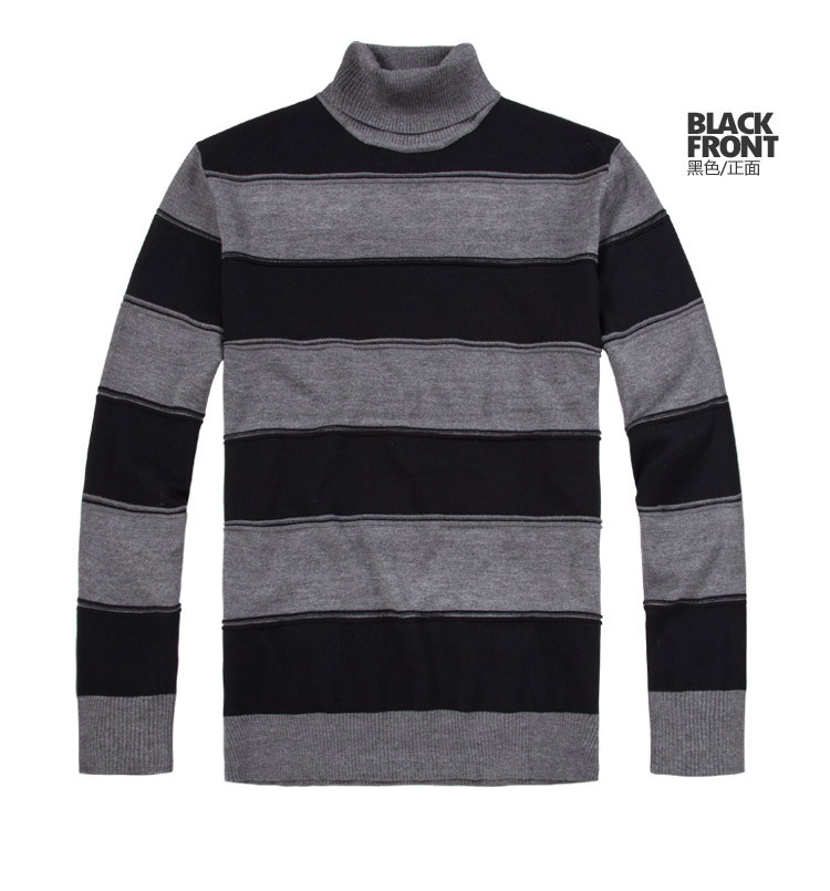 2012广州潮牌男装代理批发 高领条纹内外撘T