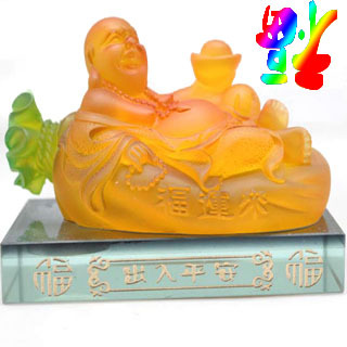 福运来元宝琉璃卧佛,香水座,保平安琉璃汽车香水座,22-2D433