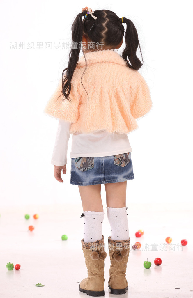 童装 女童短<em>外套</em> 宝宝毛线上衣/<em>开衫外套批发</em> -