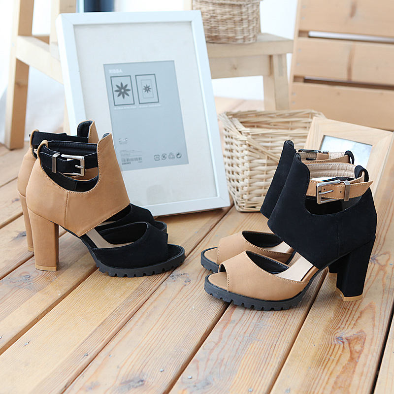 2012超高跟粗跟鱼嘴磨沙女式凉鞋女鞋休闲鞋