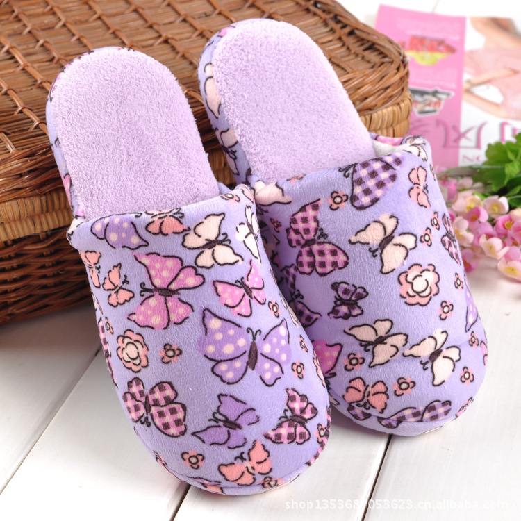 F-6七彩蝴蝶秋冬新款拖鞋 漂亮蝴蝶图案鞋批发