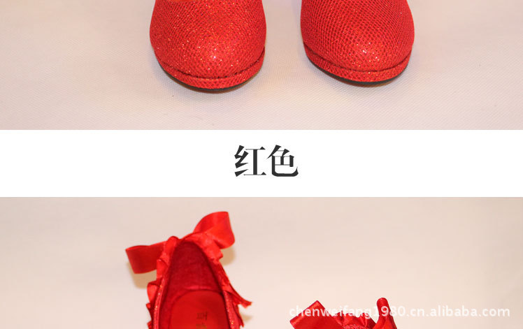 甜美<em>淑女单鞋</em>2012婚鞋新款红色蝴蝶结时尚新