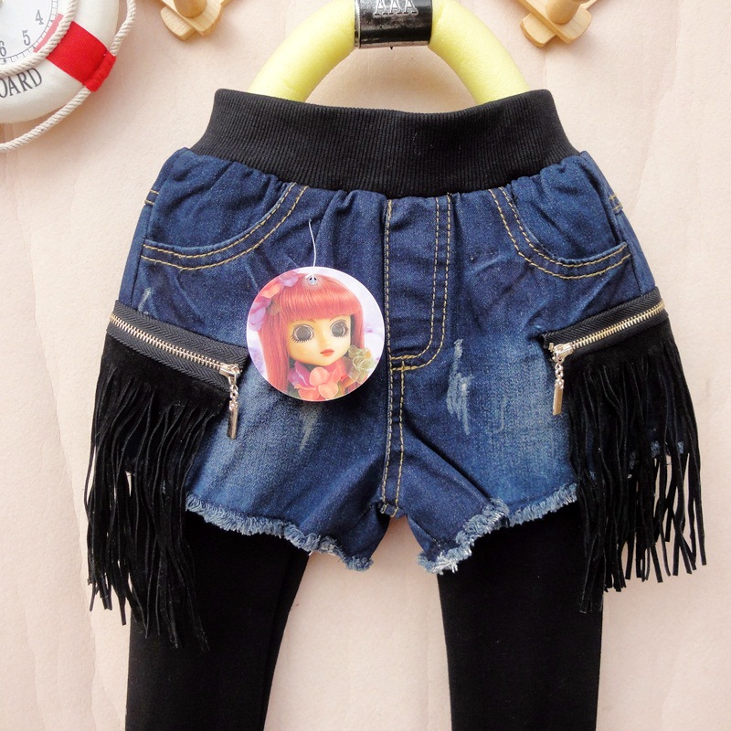 2012<em>儿童冬装</em>可爱百搭牛仔<em>短裤</em>打底裤假两件