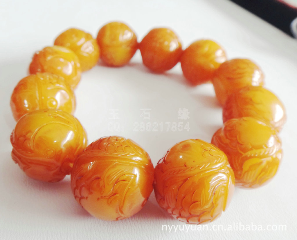 批发供应天然蜜蜡 琥珀年年有余手链 鱼形手链