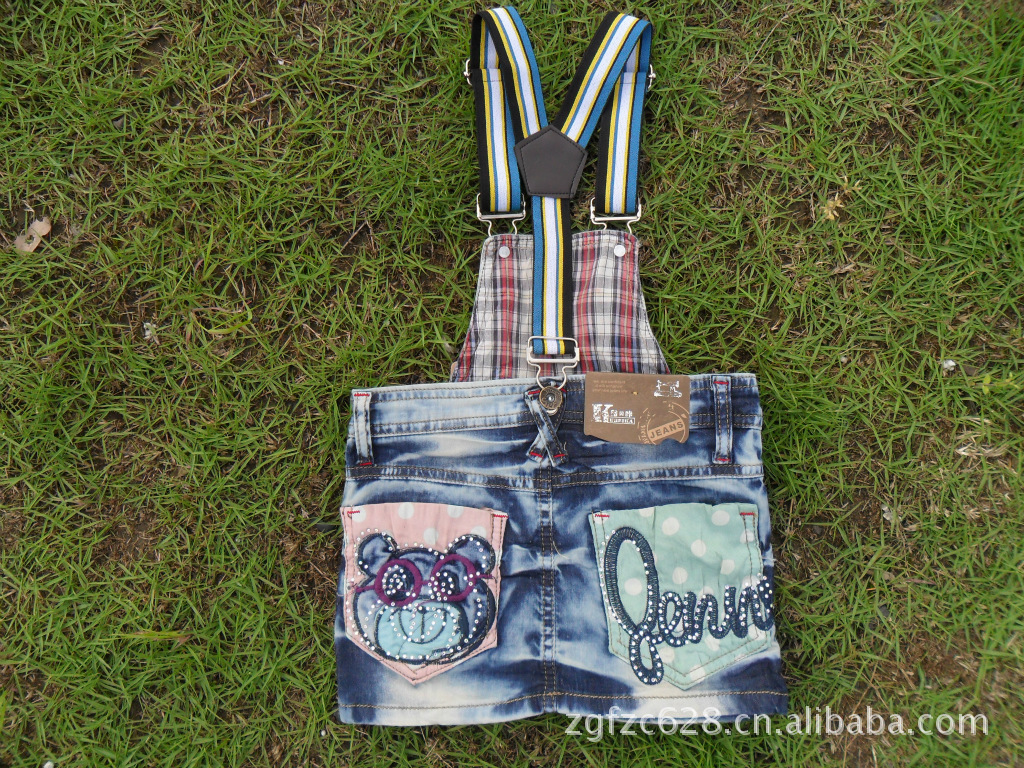 【厂家直销大童童装牛仔裤,中裤<em>马裤背带</em>裤 背