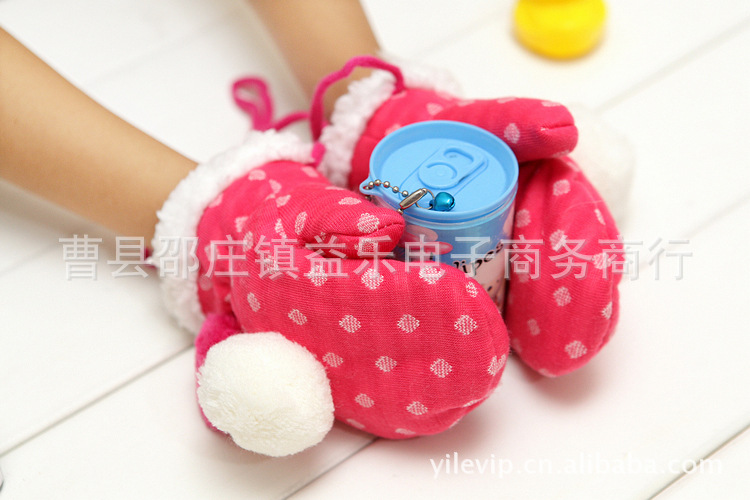 【儿童保暖棉手套批发 厂家直销 R-6680圆点带