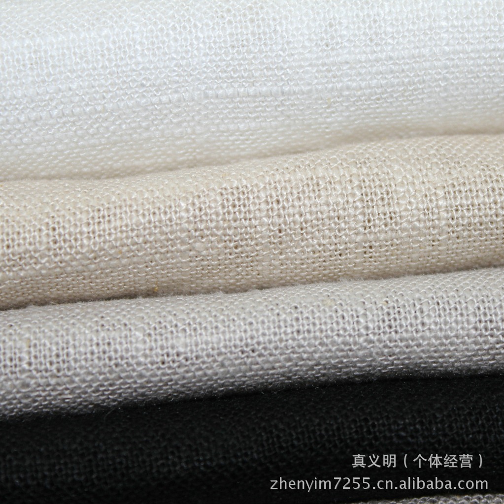 亚麻面料-[荐]M-19纯麻 亚麻棉7*7混纺平纹竹节高档服装家纺面料 麻绉布-