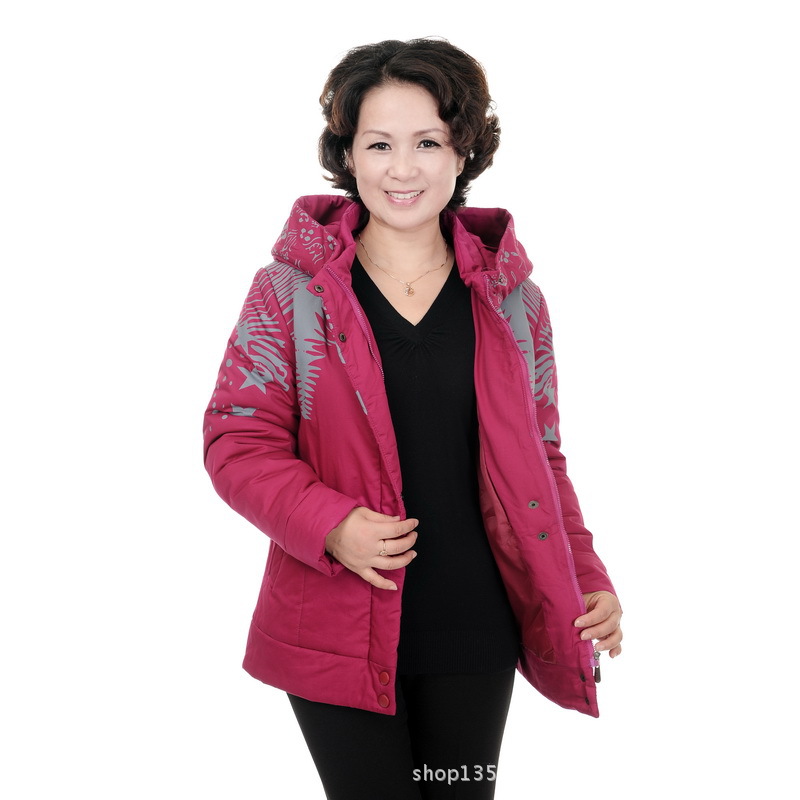韩版刺绣中老年女装棉衣 长款中年妇女棉袄冬