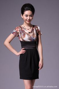 批发采购连衣裙-12223<em>高档</em>冰丝定位印花裙 中