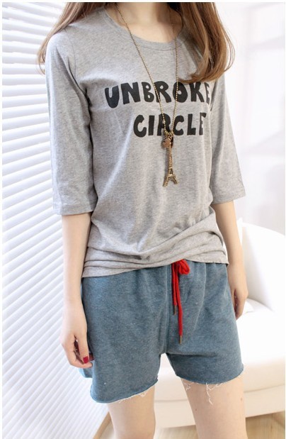 美丽说推荐 超百搭薄款英文字母4色T恤 加盟代