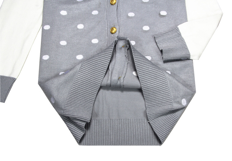 秋冬新款 韩版圆点针织衫 蕾丝花边毛织<em>开衫</em> 中