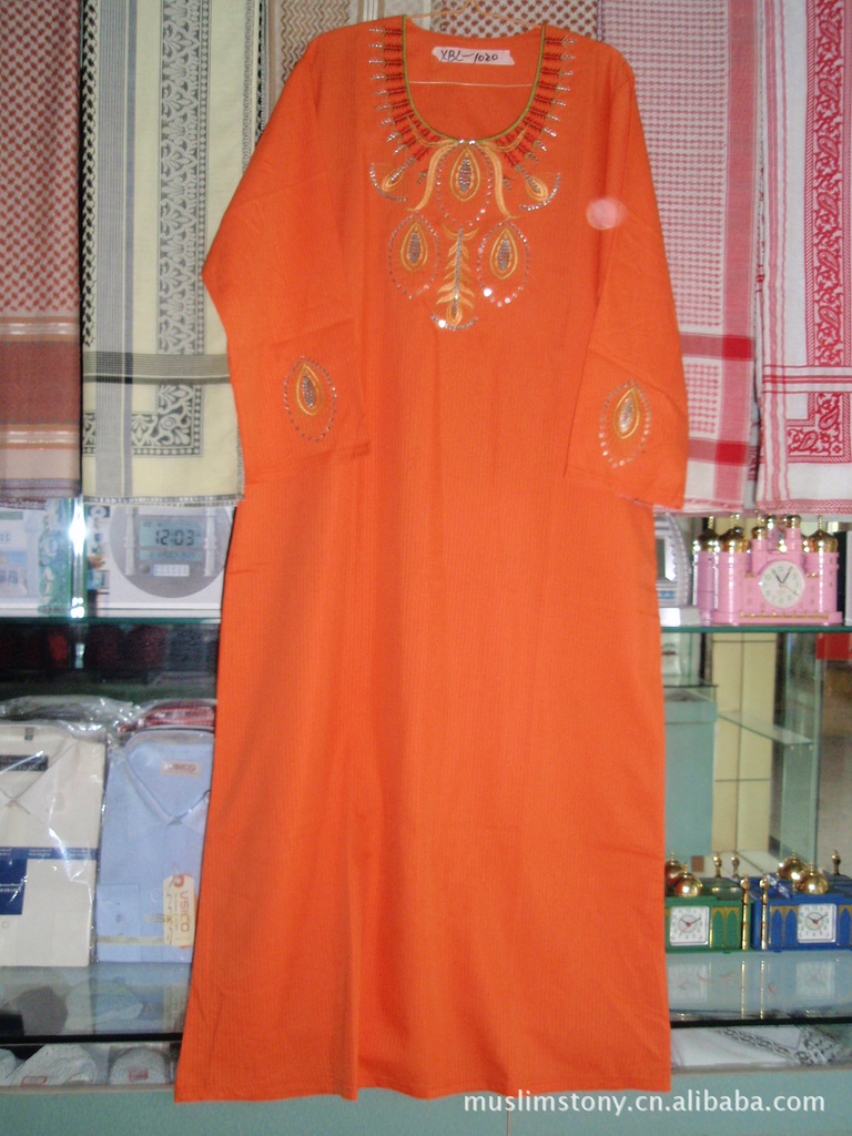 批发采购连衣裙-中东绣花+印花女夏袍middle 