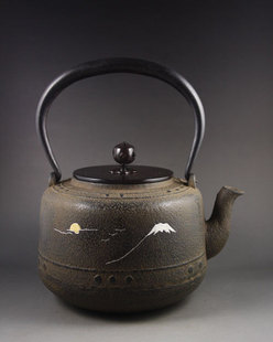诚招代理:日本百年京都品牌平安松寿堂 富士象嵌 日本京都铁壶