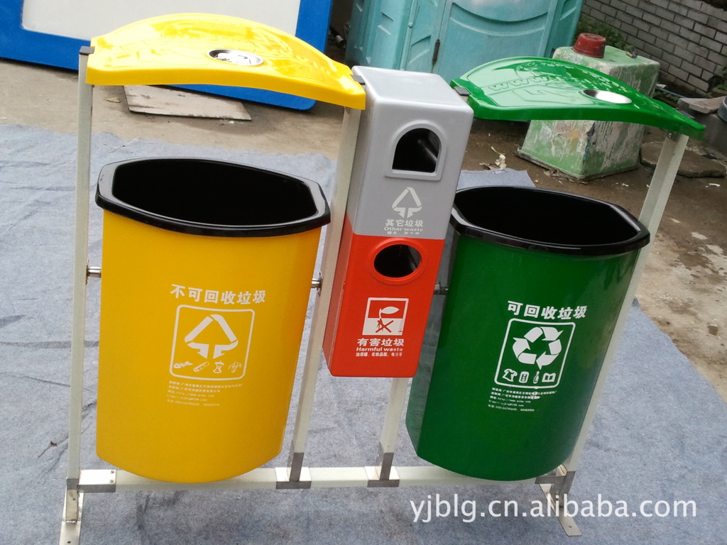 玻璃钢分类垃圾桶 环保三分类垃圾桶 玻璃钢户
