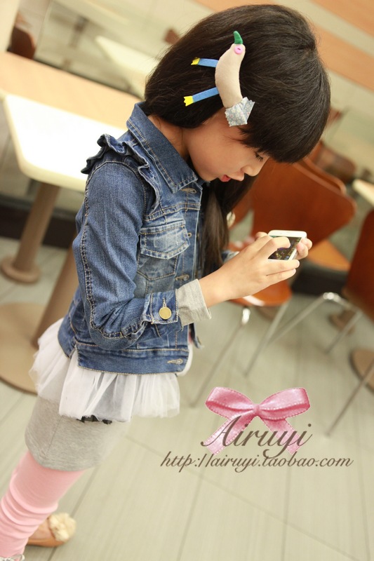 爱如一秋新品<em>女童装</em>批发 荷叶肩<em>牛仔</em>衣童<em>外套</em>