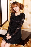 M221 日韩女装/2012春装新款/手工订花/时尚蕾丝连衣裙