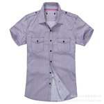 【行家拿货周】2012夏季新款海澜之家正品男商务休闲条纹短袖衬衫