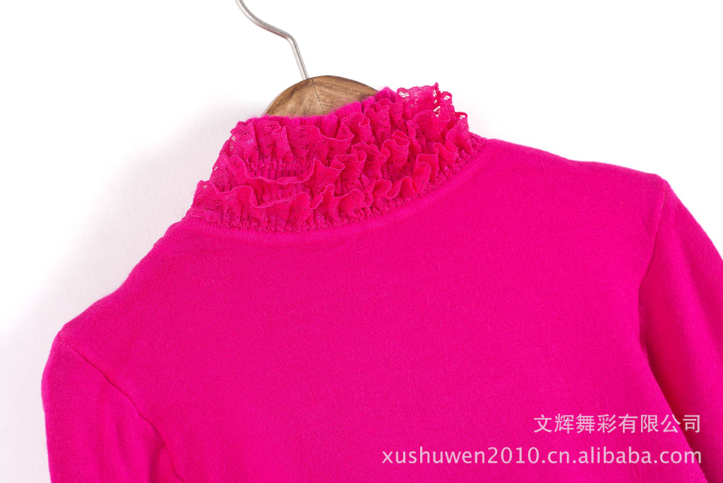 韩版女装秋冬新款女式<em>毛衣</em>蕾丝天柔纱<em>花边中领</em>