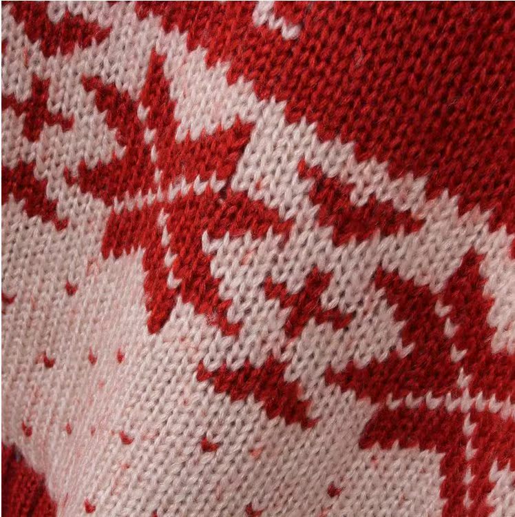 秋冬新款小可爱甜美百搭 圣诞红<em>小鹿雪花</em>中长