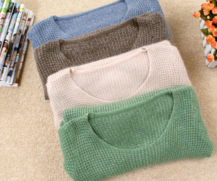 新款 韩版秋冬长袖圆领针织衫<em>长宽</em> <em>打底</em>修身毛