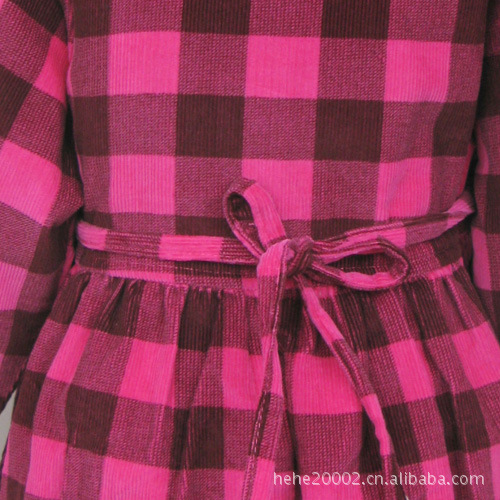 2012女童春装童装花边长袖外套裙衣 条绒格子