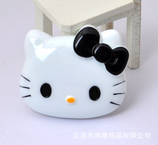 55mm中大号kitty猫头-黑色蝴蝶结-手机贴钻树脂配件批发