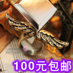 J087 荣高饰品 欧美复古镶钻天使翅膀戒指 天使之翼 翅膀戒指批发