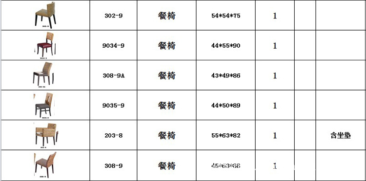 藤椅子产品规格信息