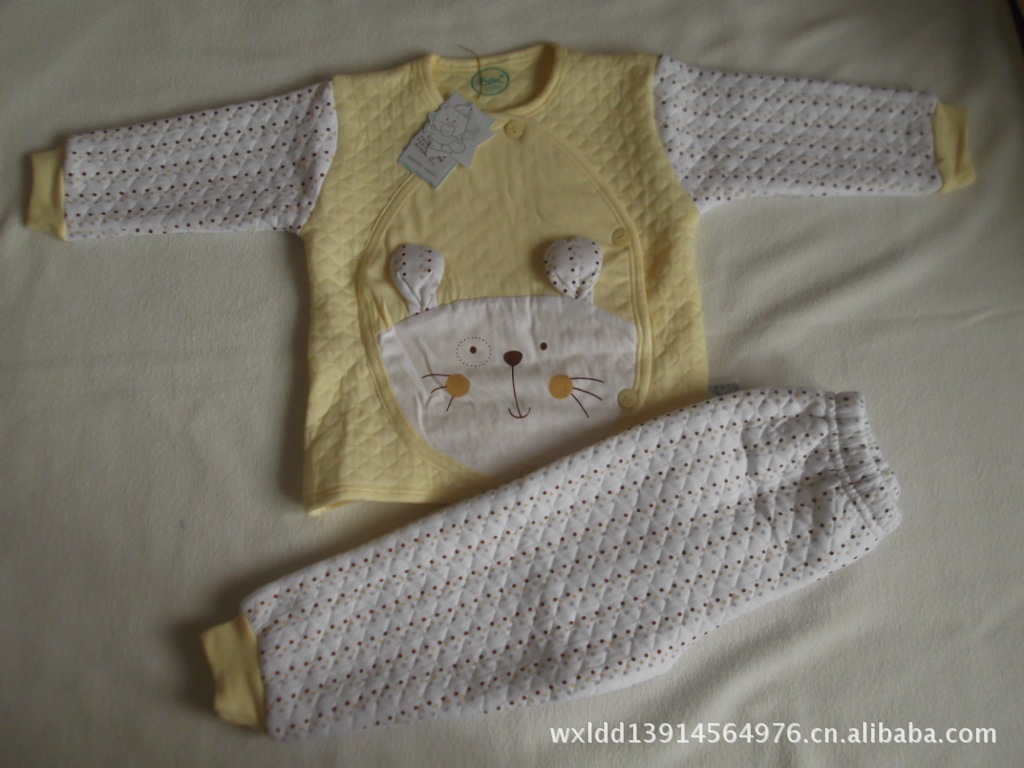 批发新版婴幼儿纯棉加厚保暖对襟平肩开扣内衣