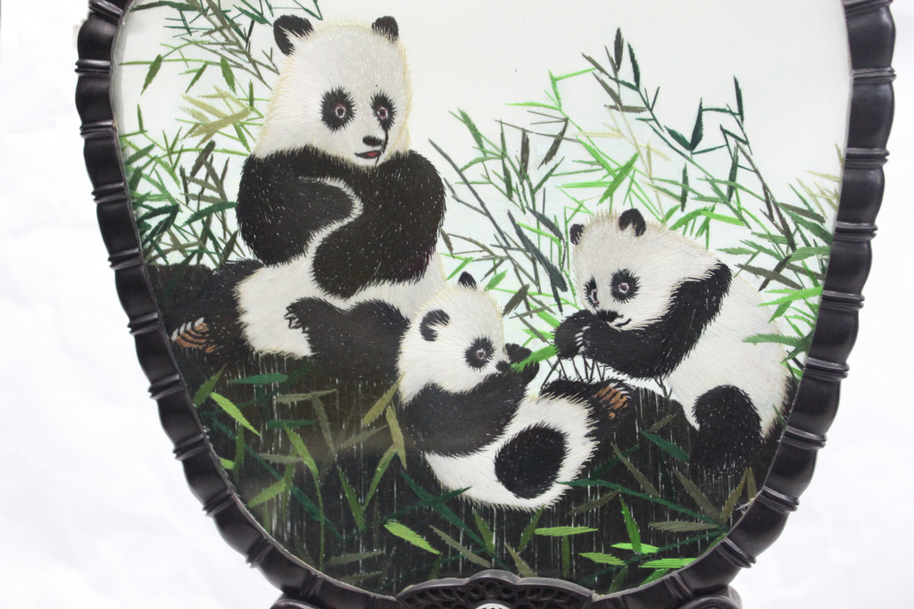 中国特色小礼物 熊猫吃竹叶装饰屏风小摆件 厂
