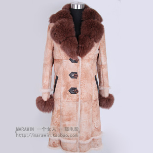 高档服装 进口兔皮<em>大衣</em> 兔毛皮毛一体长款<em>外套</em>