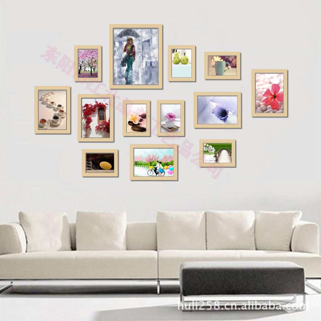 典雅<em>简约</em> 唯美5框实木<em>照片墙</em> <em>照片墙</em>批发 <em>简单</em>