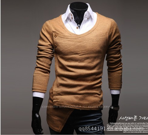 批发针织衫 复古不对称<em>门禁开衫</em> 男式修身休闲