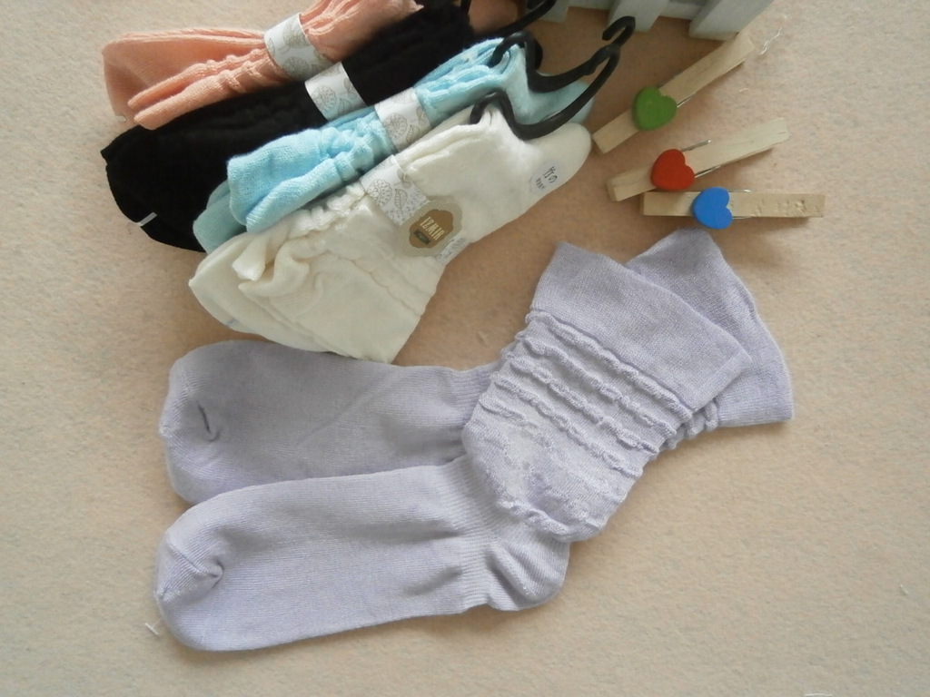 冬季全棉女袜花边荷叶边纯棉袜<em>女士中统</em>袜短袜
