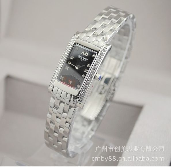 新款浪琴<em>手表</em> 方形镶钻时尚女表 时装表<em>女士手</em>