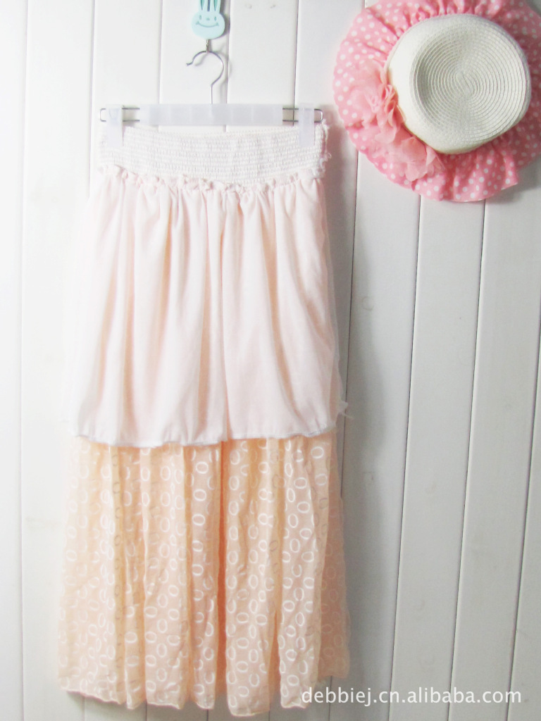 2012春夏韩版女长裙大圆点半身裙低腰雪纺半