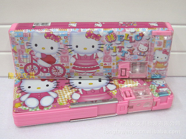 Hello Kitty文具系列、KT雙面磁鐵雙層皮面鉛筆盒工廠,批發,進口,代購
