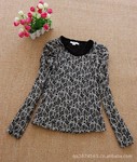 外貿服裝原單女式forever21/f21 蕾絲泡泡長袖打底衫T恤