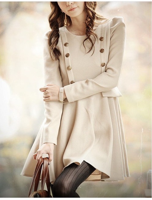 一件代发韩版女装秋冬新款甜美气质双排扣修身