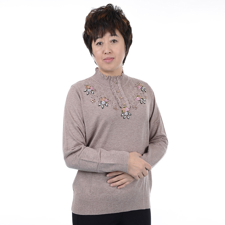 012秋冬新款女装手工花朵羊毛衫正品 <em>半高领</em>木